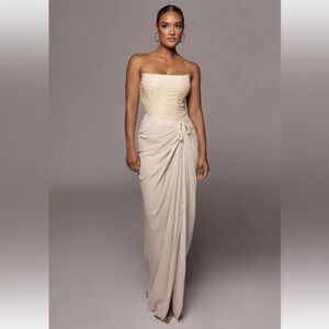 $70 JLUXLABEL Noelia White Cotton Linen Blend Slit Skirt S or M NWT